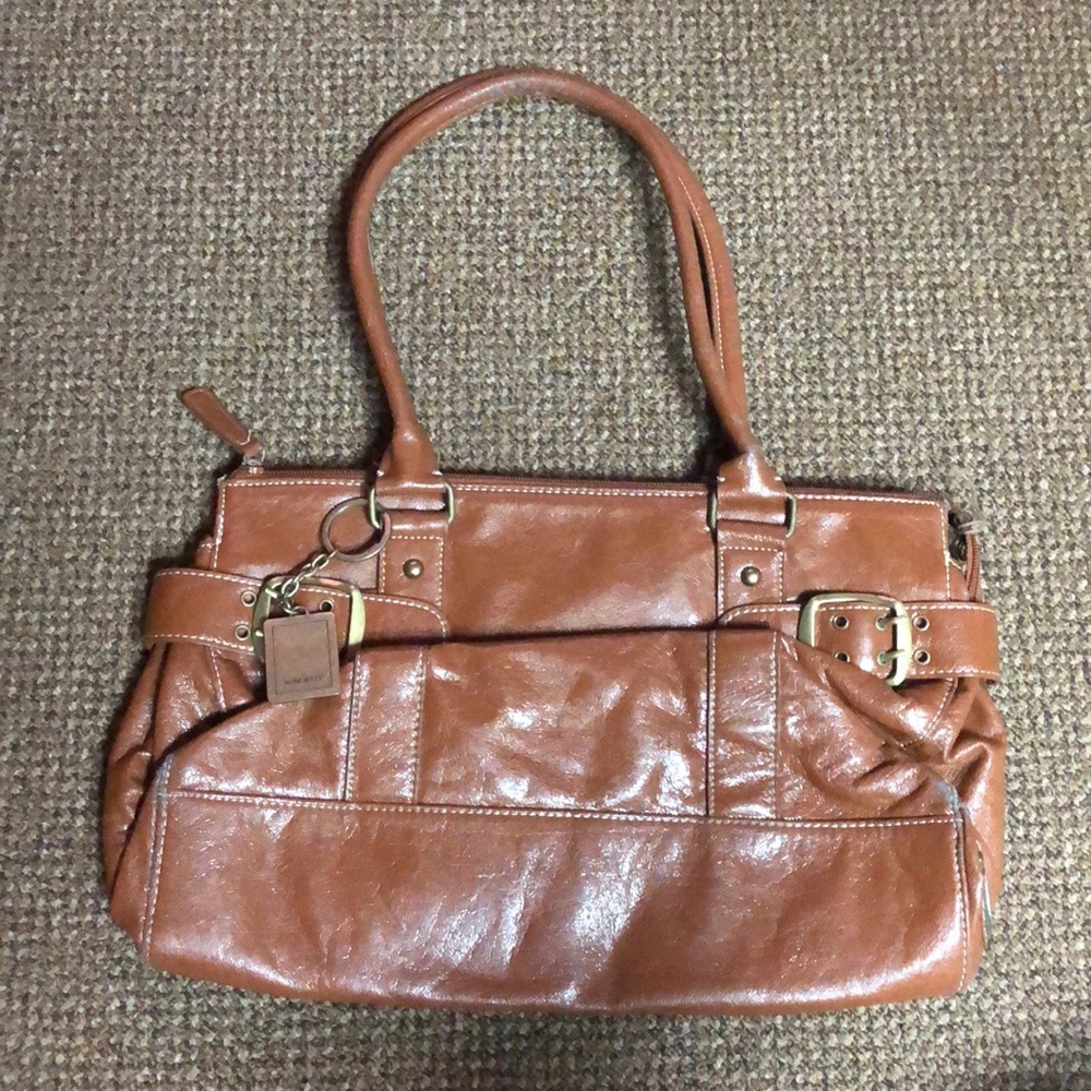 Nine West Brown Leather Purse Hobo Tote